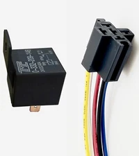 Car Relay + Harness Socket, 24VDC,40A,SPDT 5 Pin WATER RESISTANT, SHIPS FROM USA