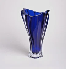 Flower Vase 12" Centerpiece Bud Vase Dark Blue Bohemian Czech Crystal Glass