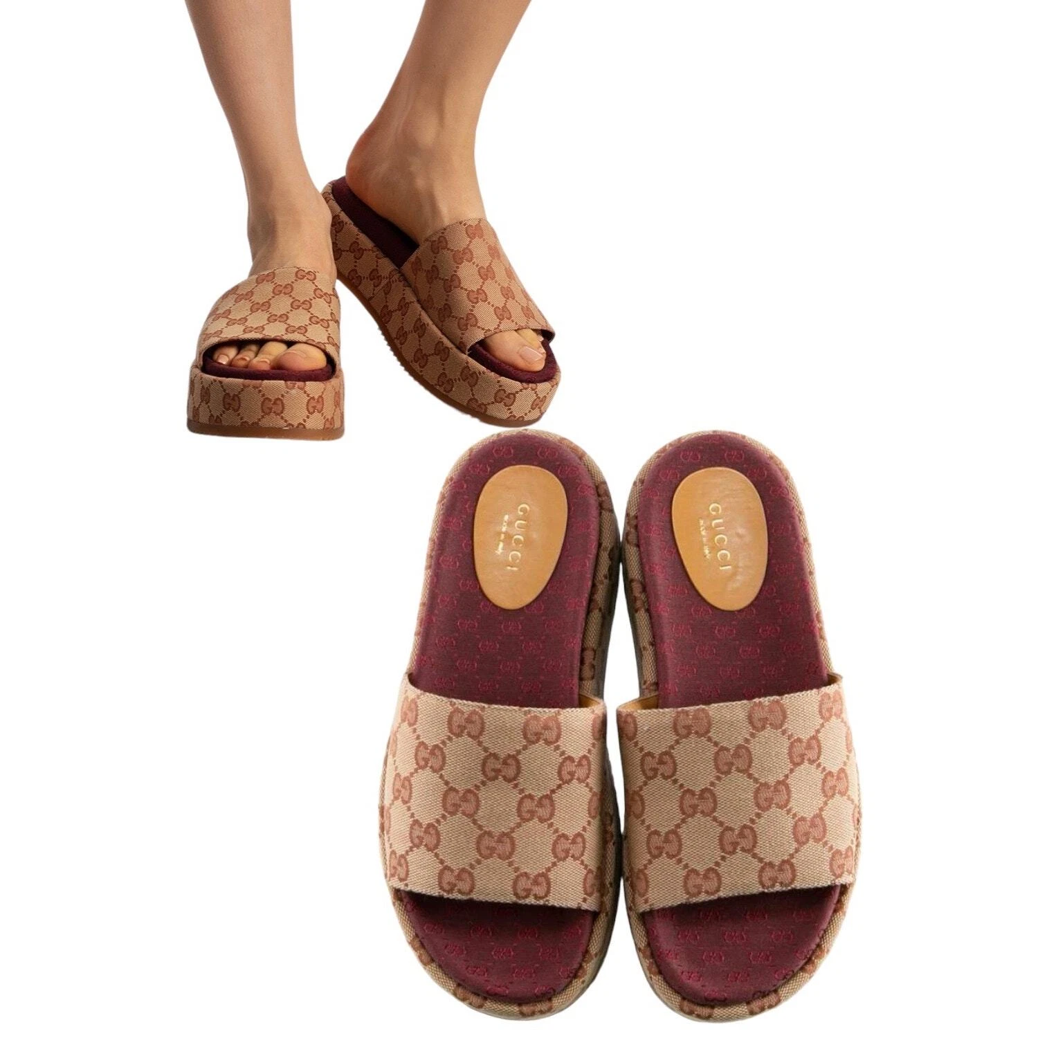 Sandales Gucci Angelina GG Supreme Platform Slide 573018 pointure 8,5