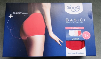 Sloggi Basic 3 Pack Maxi Brief, Red / Light Combination size 10