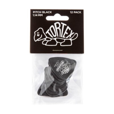 Dunlop 488P114 Tortex Pitch schwarz Standard 1,14 mm 12 x Gitarren-Plektren Spieler-Pack
