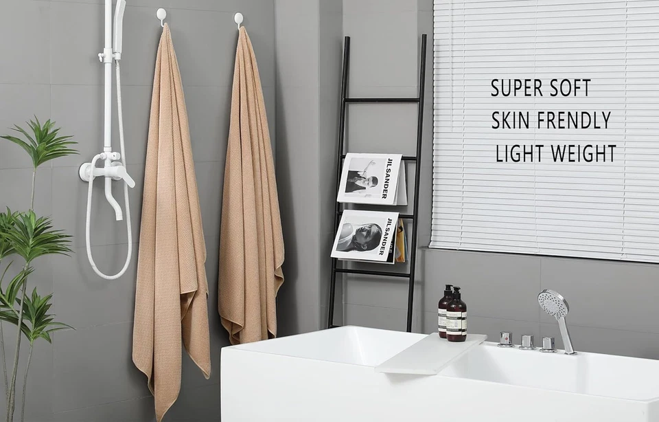 Juego de 6 toallas de baño de gran tamaño 39"x78" sábanas de ducha extra grandes suaves de secado rápido Foto 4 de 4