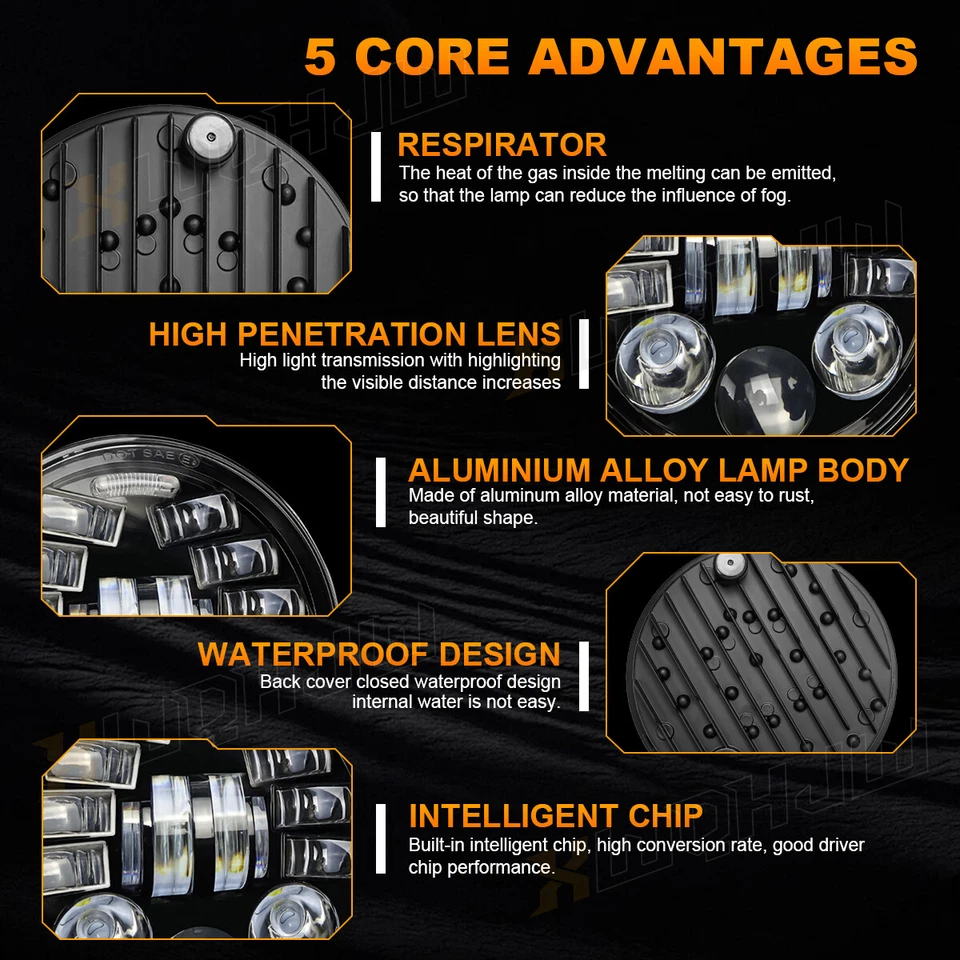 Faros proyectores LED H5001 H5006 4 piezas 5,75" 5-3/4" para Plymout Fury Pontiac Foto 4 de 4