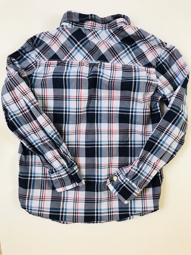 H&M Logg Boys Kids Button Down Long Sleeve Shirt Top Size 6/7 Blue Plaid - Picture 8 of 8