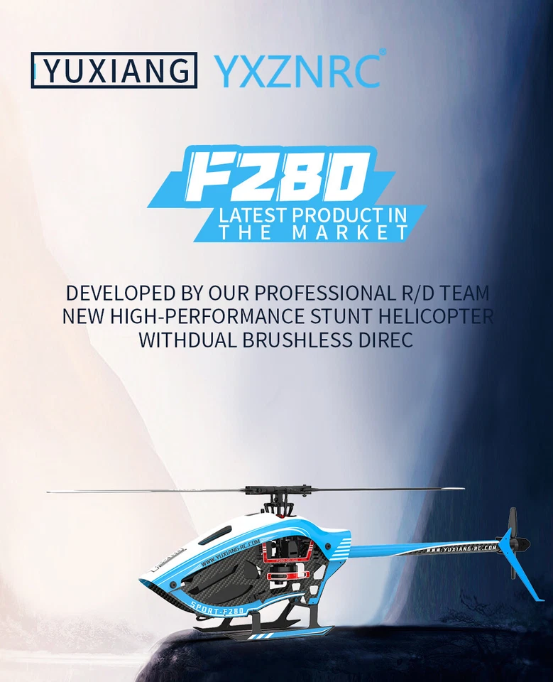 YXZNRC F280 RC Helicopter 2.4G 6CH 6Axis Gyro 3D Brushless Motor Flybarless - Image 3 of 4