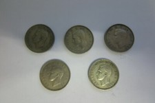 5 x GEORGE VI - ONE SHILLING PIECES MIXED YEARS - SEE PHOTOS