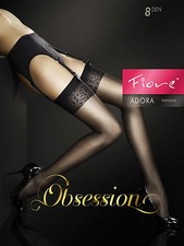 Adora FIORE Stockings 8 denier den with beautiful patterned top obsession