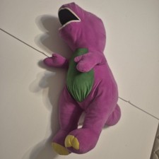 2017 Fisher Price Speak N Sing Plush Barney Purple Dinosaur Jumbo 26  Works