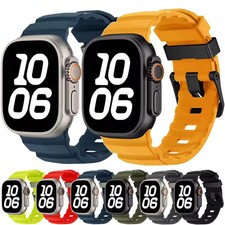 Silicone Rugged Sport Band Strap For Apple Watch Ultra 49mm 11 10 9 8 7 SE 6 5 4