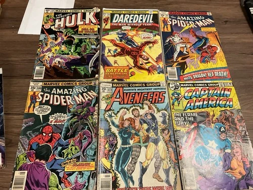 Lot Of 6 Comic Books Marvel Hulk Captain America SpiderMan Dare Devil Vtg Comics