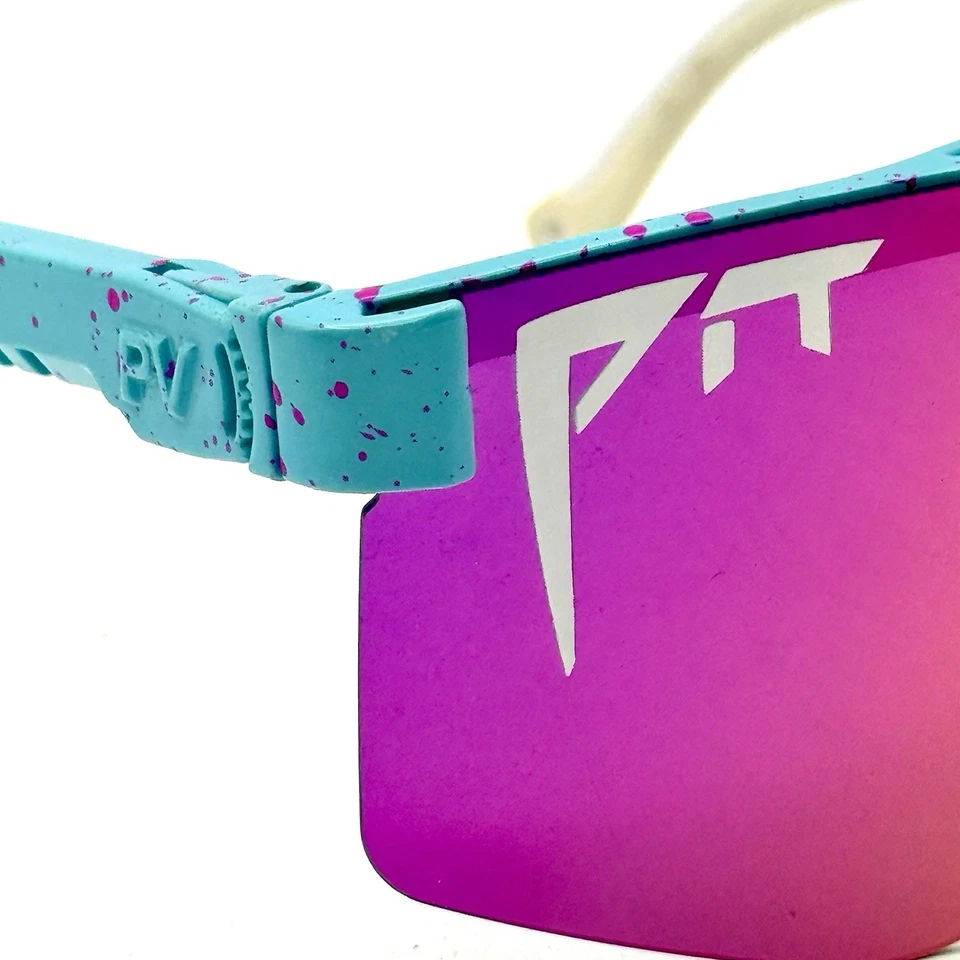 Gafas de sol Pit Viper Shield DR3AMGURL azul y blanco marco de diseñador lentes espejadas Foto 3 de 4