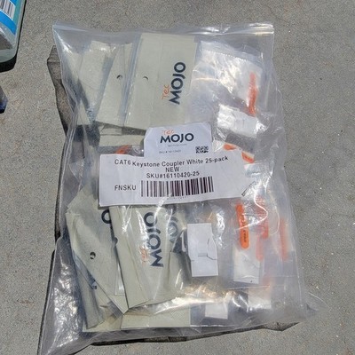 Tec Mojo CAT6 Keystone Coupler White 25-Pack Ethernet Jack Network Connector New