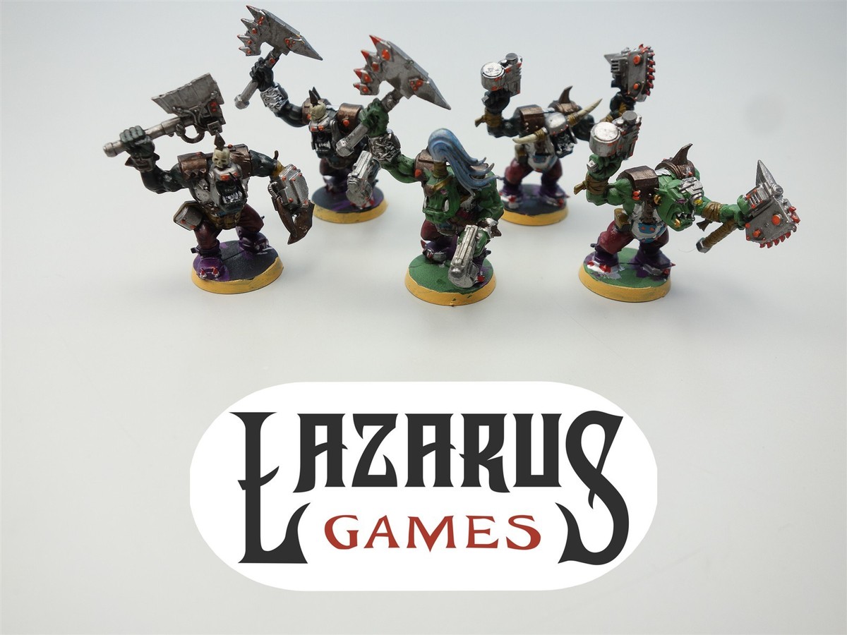 Warhammer 40k Ork, Orks - 5x Nobz (painted Assault on Black Reach