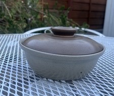 Vintage Heath Ceramics Medium Casserole Dish 4”x6.5” Brown Tan Gray Made In USA