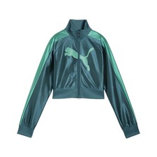 PUMA Future Archive T7 Slim Cropped Full Zip Track Jacket Womens Green Casual At