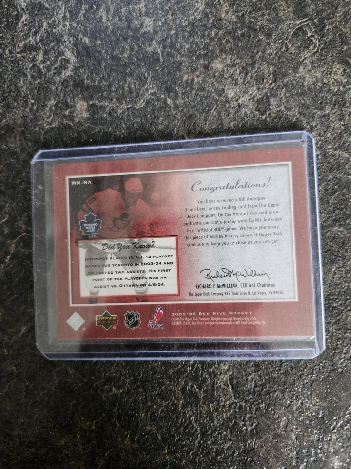 2005-06 Bee Hive Matted Materials Jersey Nik Antropov Card# MM-NA - Image 2 of 2