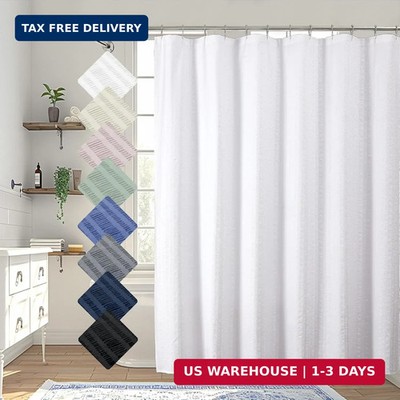 Aiyufeng Moga White Shower Curtain, Embossed Textured Fabric Shower Curtain for
