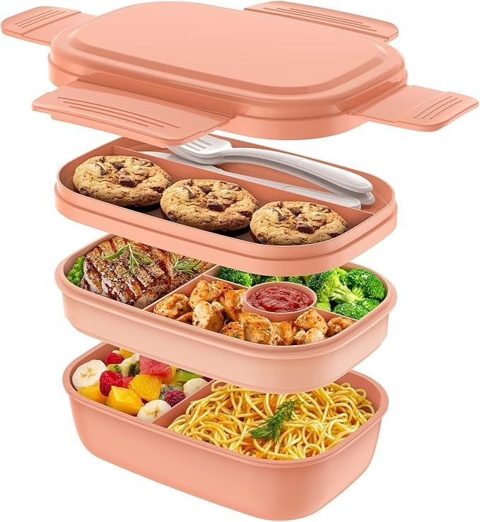 Bento Box for Adults, 3 Compartment Lunch Container with Compartments