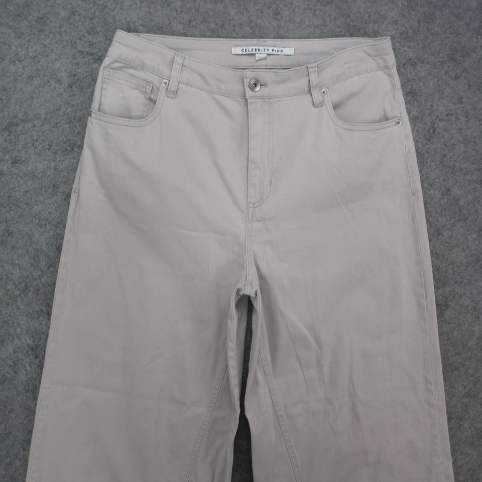 Знаменитости розовый джинсы женщин 9/29 светло-серый широкие ноги эластичной хлопок саржи - Изображение 2 из 4