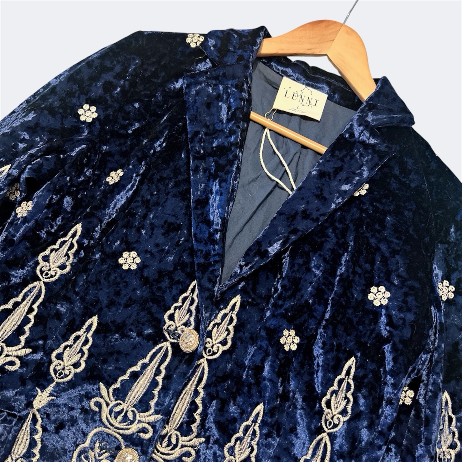 Lenni The Label Shadow Velvet Jacket Ink L / AU 12 / US 8 Embroidered Navy Blue image 7