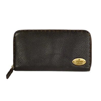 FENDI Selleria 8M0024 Dark Brown Leather Long Wallet