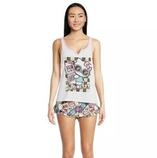 Hello Kitty Womens Pajama Set Tank And Shorts 90s Style Medium