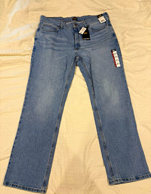 Lee Men s Regular Fit Bootcut Jeans Blue Light Wash Cotton 5-Pocket Zip New