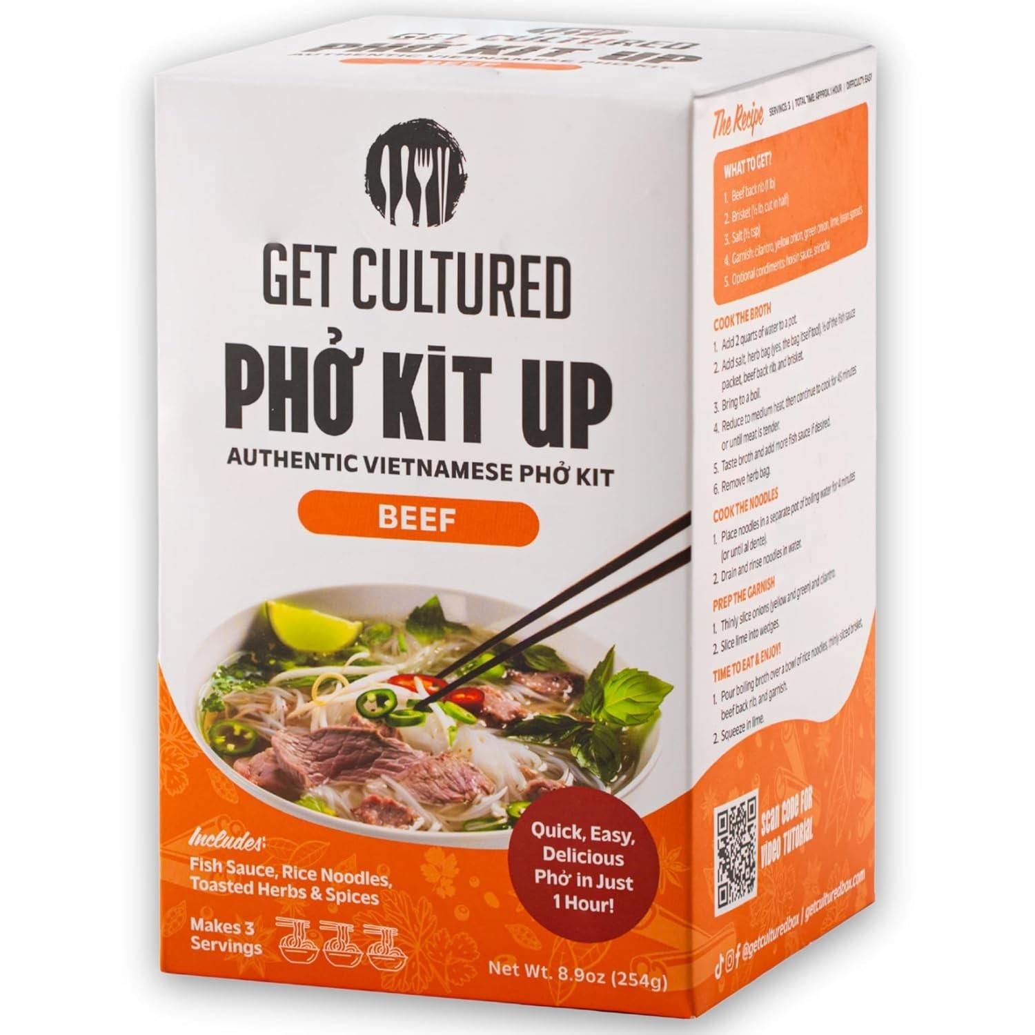 Get Cultured Vietnamese Beef Pho Kit Broth Noodles Spice Pac