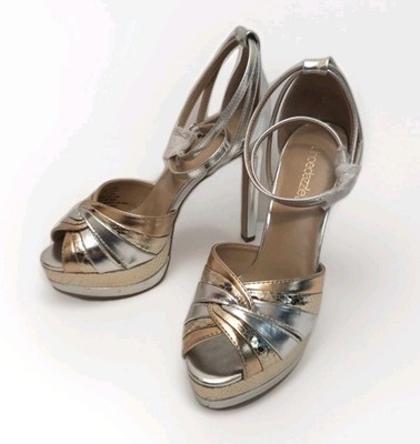 NWB ShoeDazzle Shine Ya Light Heels Gold Silver Stiletto Size 7 Pointed Toe