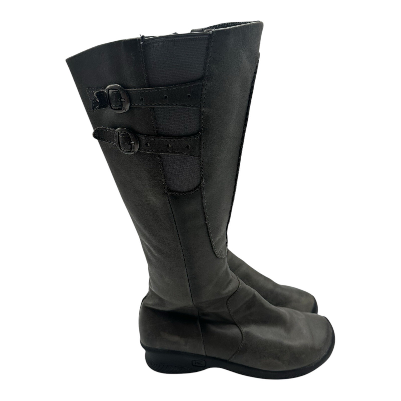 Stivali equitazione donna Keen Bern Baby Bern misura 7 5 pelle grigia 14" alti al ginocchio