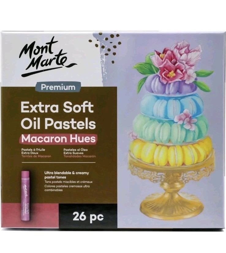MONT MARTE Extra Soft Oil Pastels Macaron Hues Premium 26Pc, Assorted Pastel New