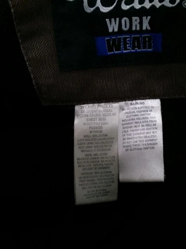 Vintage Men's Walls Workwear Jacket Canvas Hooded Bomber Fleece Lined Coat 2XL image 16