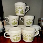 Set o  8 Coordinates Stoneware Coffee Mug Herbs Pattern With Handle, Thailand — photo 1