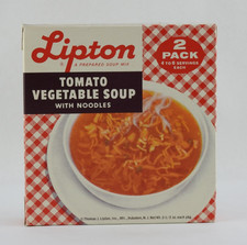 Mezcla de sopa de verduras de tomate Lipton vintage con caja de fideos exhibición publicitaria
