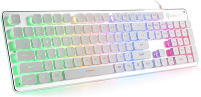 LANGTU Membrane Gaming Keyboard, Rainbow LED Backlit Quiet Keyboard for Office,