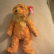 Ty Beanie Babies Retired Teddy Bear Plush Gold Ribbon & Medallion MPN 10068