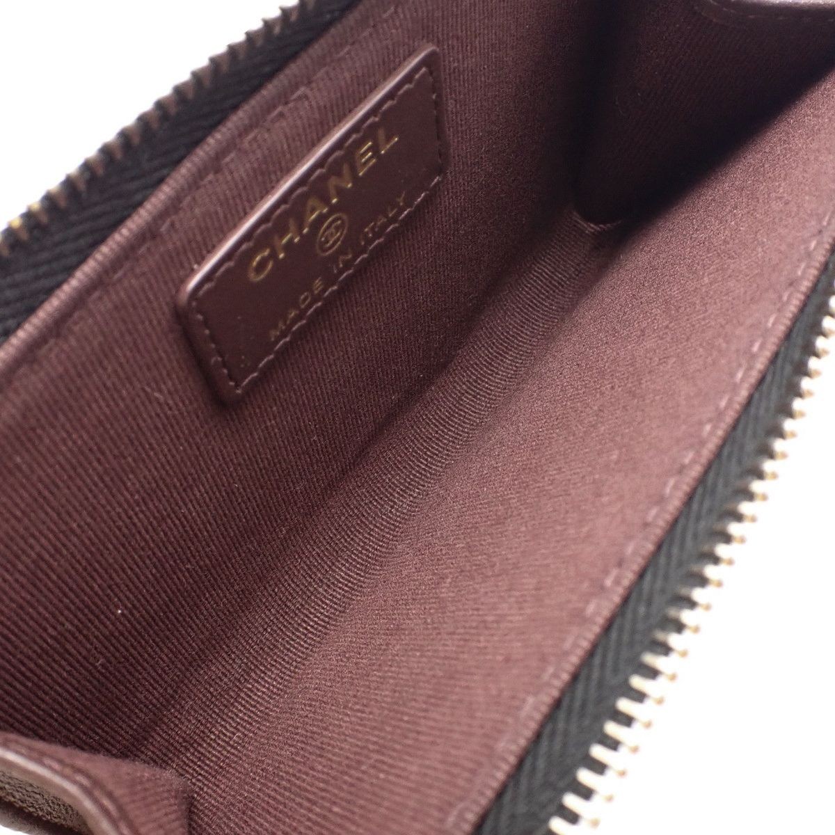 CHANEL Matelassé Coco Mark Fragment Case Coin Pass Holder Caviar Black Gold image 5