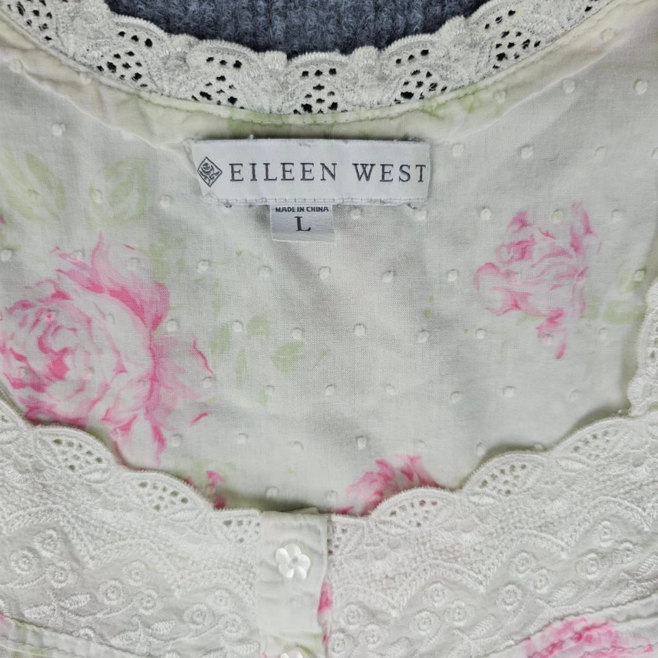 Maxi Camisón Retro Eileen West Para Mujer Grande Blanco Rosa Floral Cottagecore Foto 4 de 4