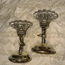 Home interior and gifts set of 2 gold and glass tapered candlestick holders