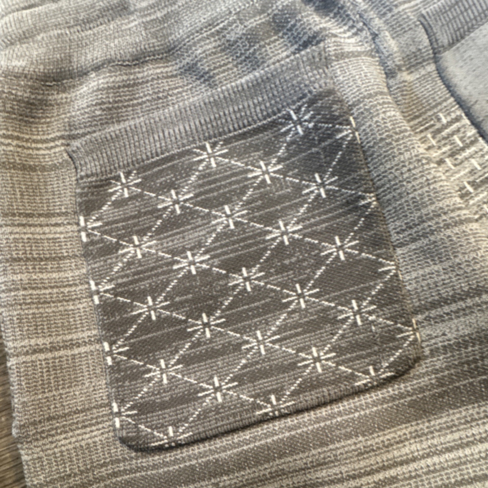 FDMTL Patchwork Knit Sweatpants Gray Polyester Re… - image 11