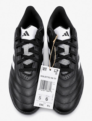 adidas Goletto VIII TF Turf Soccer Shoes Black/White Unisex US Size 5
