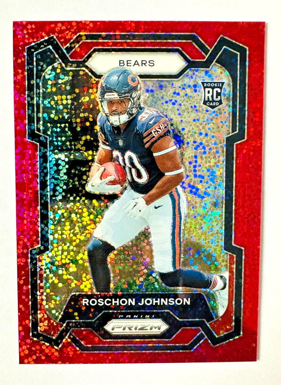 2023 Panini Prizm Roschon Johnson RED Sparkle Prizm RC #314 SP Bears Rookie!