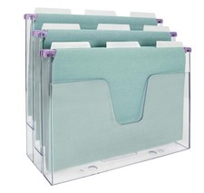 Acrimet 3-Tier Horizontal Hanging File Folder Holder Organizer, Clear Crystal