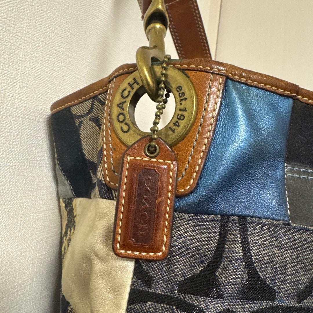 Coach Patchwork Handbag Leather Shoulder Bag Purs… - image 4