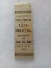 SIOUX CITY IOWA 12th VOLUNTEER INFANTRY GAR CIVIL WAR GRAND ARMY REUNION RIBBON