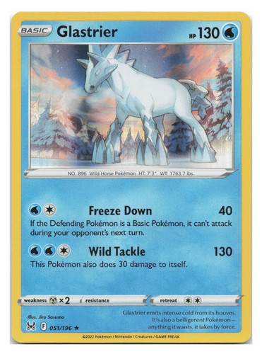 Glastrier 051/196 Holo Rare Lost Origin Pokemon 2022