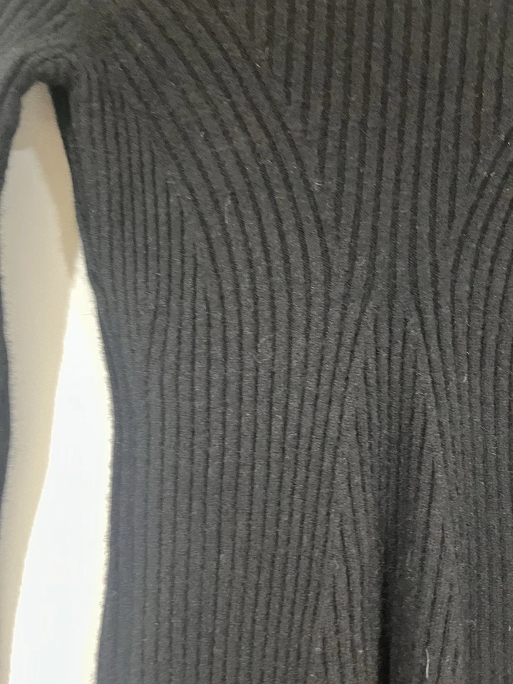 AQUA Bloomingdales Dress 100% Cashmere Ribbed Mini Black  Women Size XS - Image 3 of 4