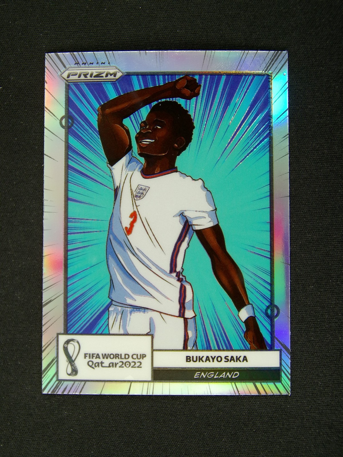 2022 Panini Prizm World Cup Bukayo Saka #7 England Manga Case Hit SSP