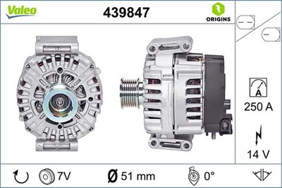 Lichtmaschine Generator Lima VALEO ORIGINS - NEW O.E. TECHNOLOGIE 439847 250A