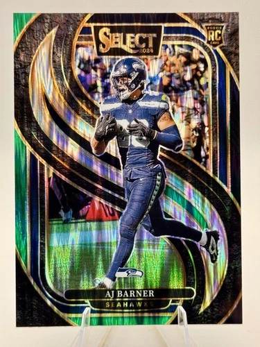 2024 Panini Select #103 AJ Barner Black &amp; Green Prizm Shock